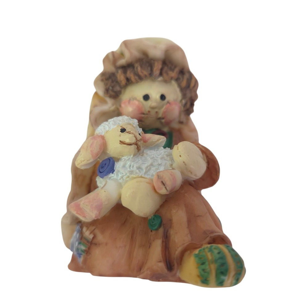 Cute as a Button Shepherd Nativity Kneeling Figurine Lamb‎ Sheep Christmas Decor